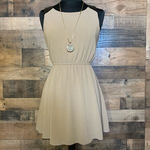 Tan Mini Dress with Vegan Leather - F21- size S